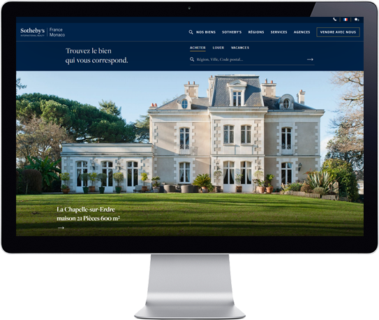 Réalisation de site template immobilier Portail Sotheby's